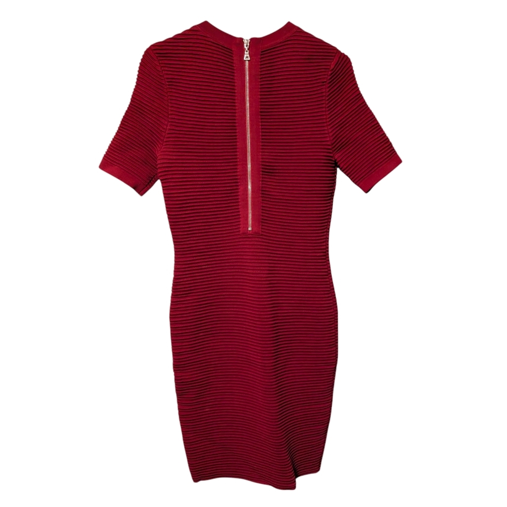 🍁SALE🍁 Torn by Ronny Kobo Burgundy Red Ribbed Knit Hourglass Bodycon Dress - Picture 4 of 11